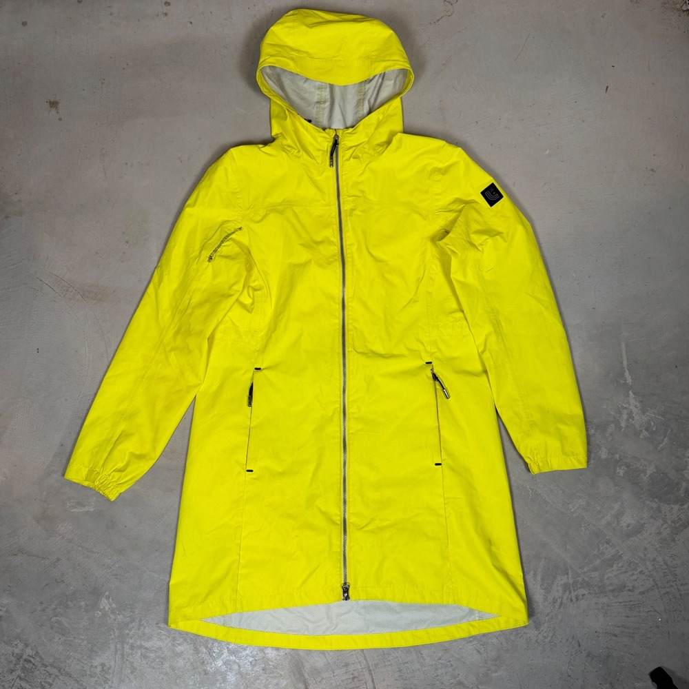 Lole Women Yellow Hooded Rain Parka Jacket Size Medium Full Zip windbreaker
